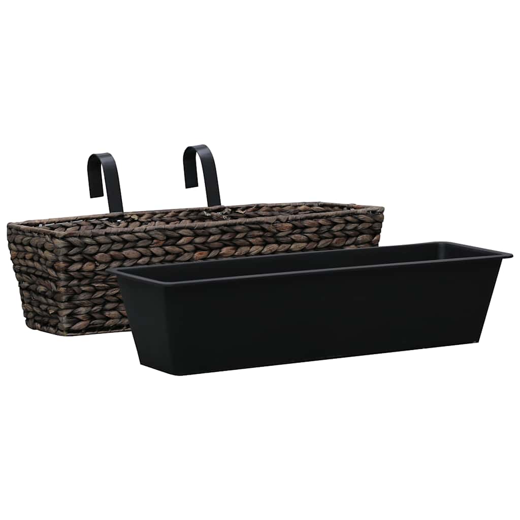 vidaXL Garden Planter | Set of 2 | Brown | Water hyacinth, steel 3
