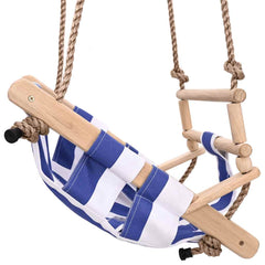 vidaXL Baby Swing with Safety Belt Cotton Wood Blue 4