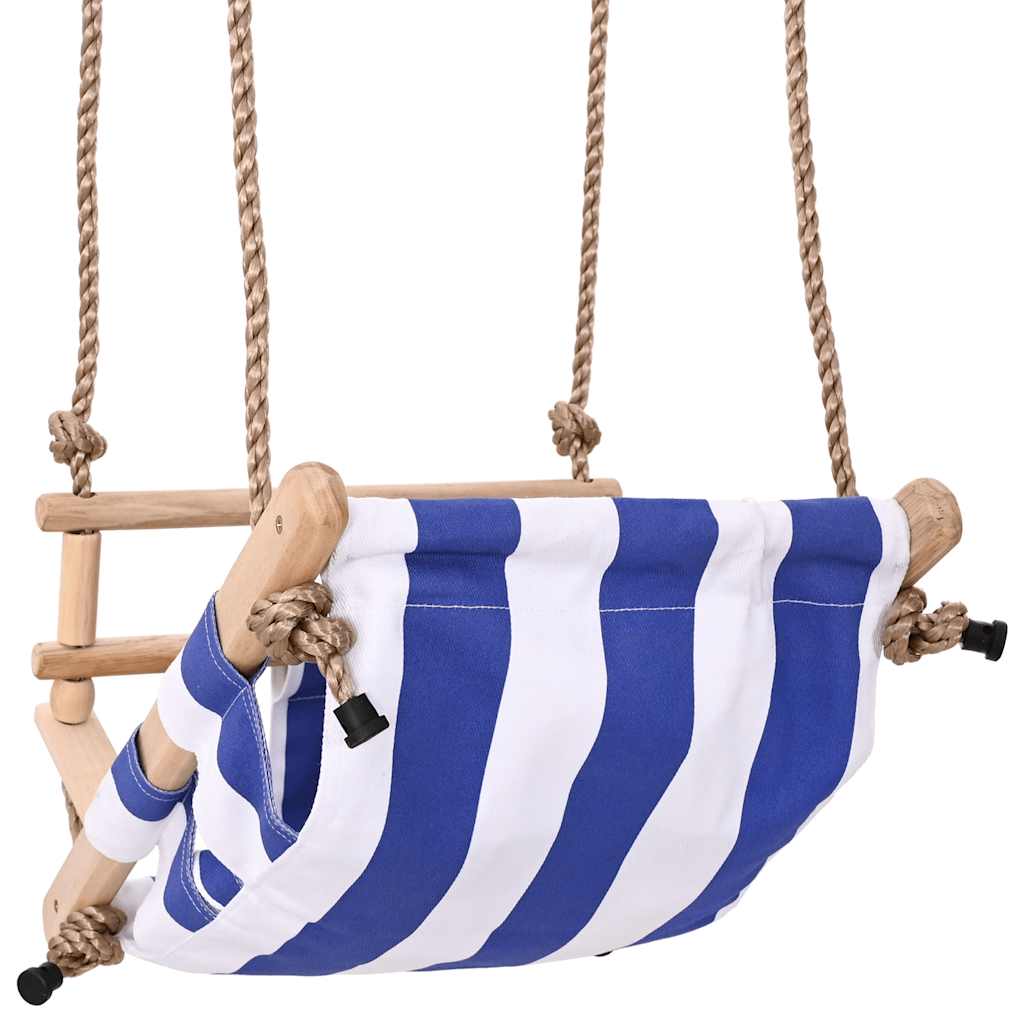 vidaXL Baby Swing with Safety Belt Cotton Wood Blue 5