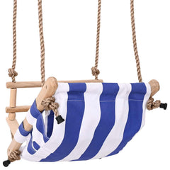 vidaXL Baby Swing with Safety Belt Cotton Wood Blue 5