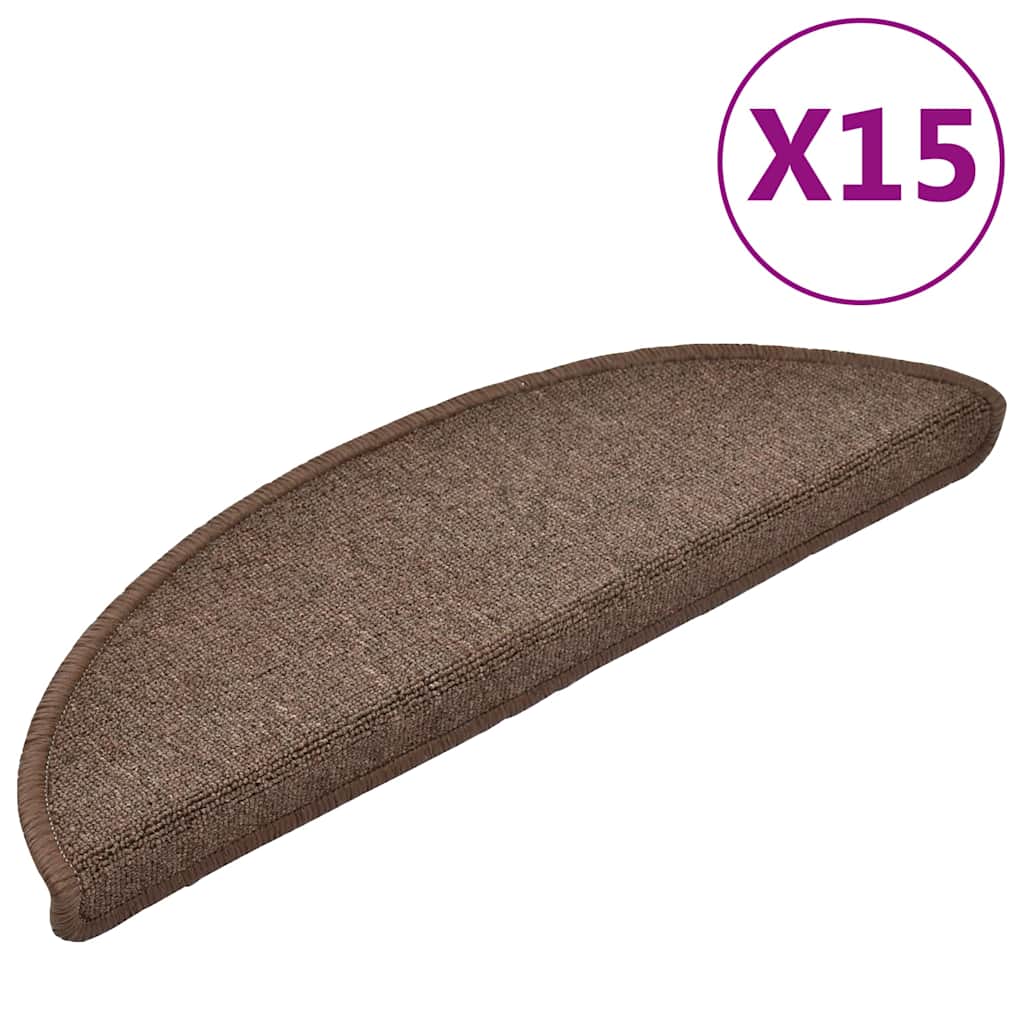 vidaXL Stair mats 15 pcs 56 x 17 x 3 cm Non-Slip Coffee Brown 2