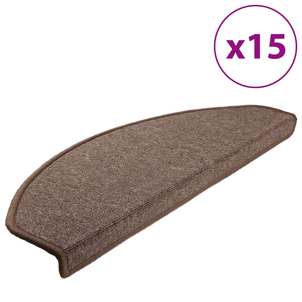 vidaXL Stair mats 15 pcs 65 x 24 x 4 cm Coffee Brown 2