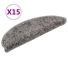 vidaXL Stair Mats 15 pcs 56x17x3 cm Grey Half Round 2