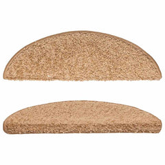 vidaXL Stair Mats 15 pcs 56x17x3 cm Beige Half Round 4