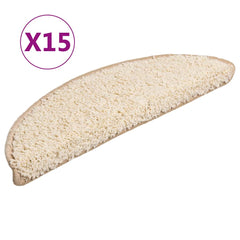 vidaXL Stair Mats 15 pcs 56x17x3 cm Cream Half Round 2