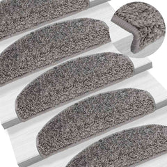 Stair Mats Half Round Large 15 pcs in Grey