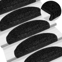 Stair Mats Half Round Large 15 pcs in Black