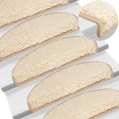 Stair Mats Half Round Large 15 pcs in Cream