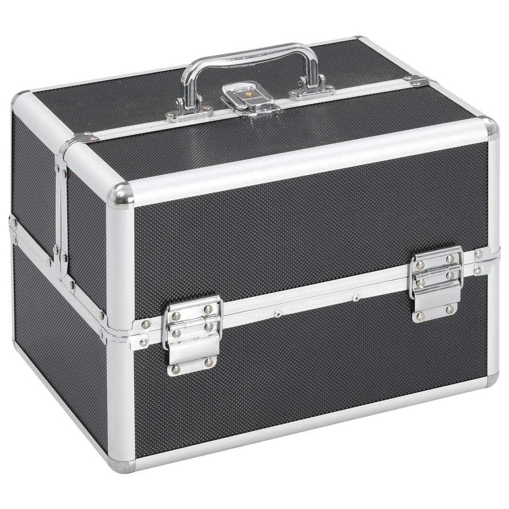 vidaXL Make-up Case 22x30x21 cm Black Aluminium 1