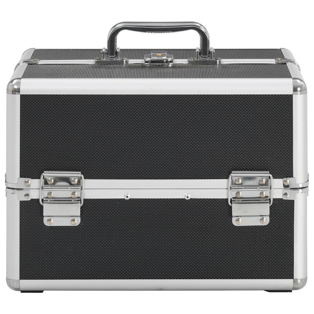 vidaXL Make-up Case 22x30x21 cm Black Aluminium 3