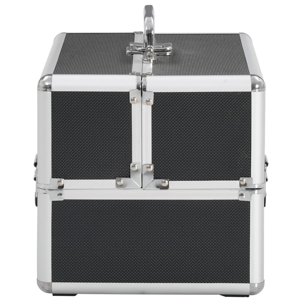 vidaXL Make-up Case 22x30x21 cm Black Aluminium 4