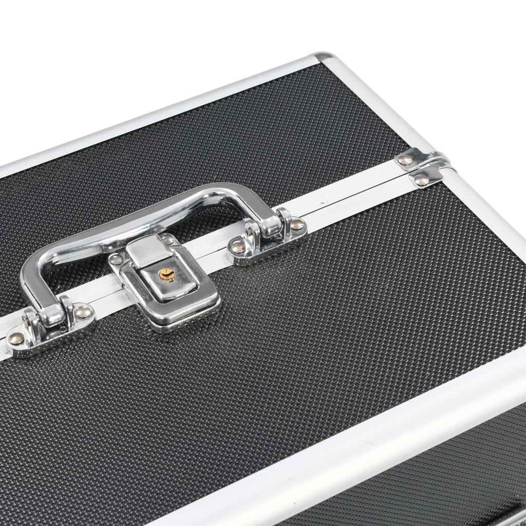 vidaXL Make-up Case 22x30x21 cm Black Aluminium 5