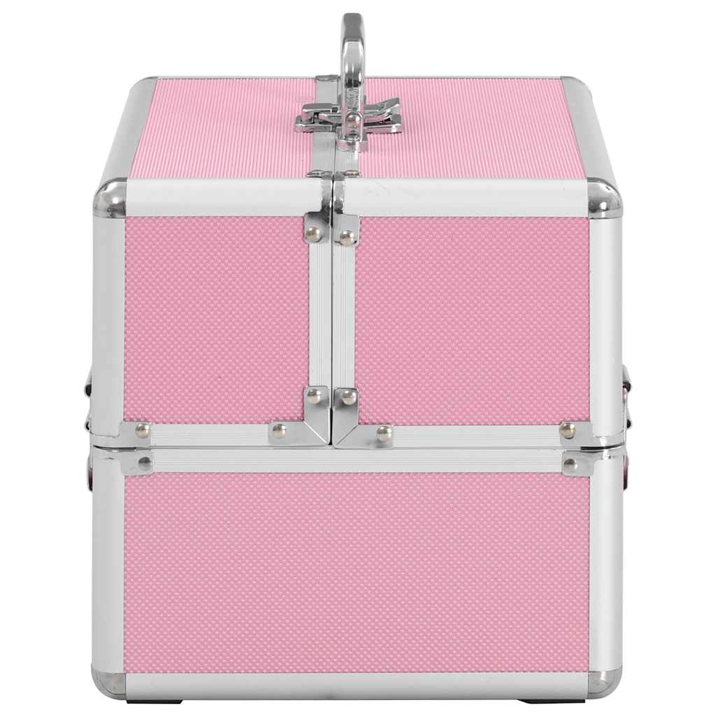 vidaXL Make-up Case 22x30x21 cm Pink Aluminium 4
