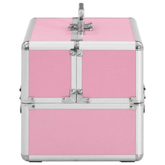vidaXL Make-up Case 22x30x21 cm Pink Aluminium 4