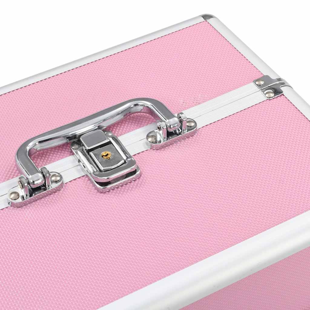 vidaXL Make-up Case 22x30x21 cm Pink Aluminium 5