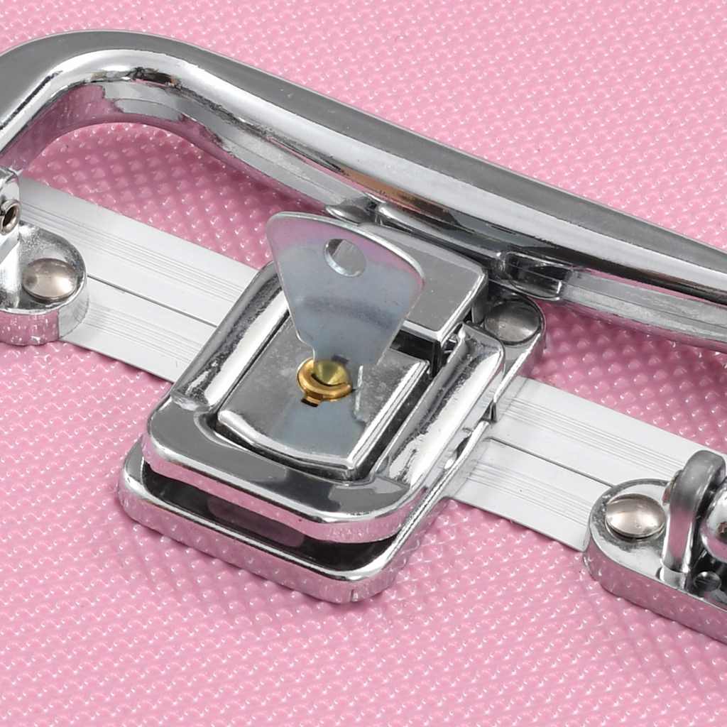 vidaXL Make-up Case 22x30x21 cm Pink Aluminium 6