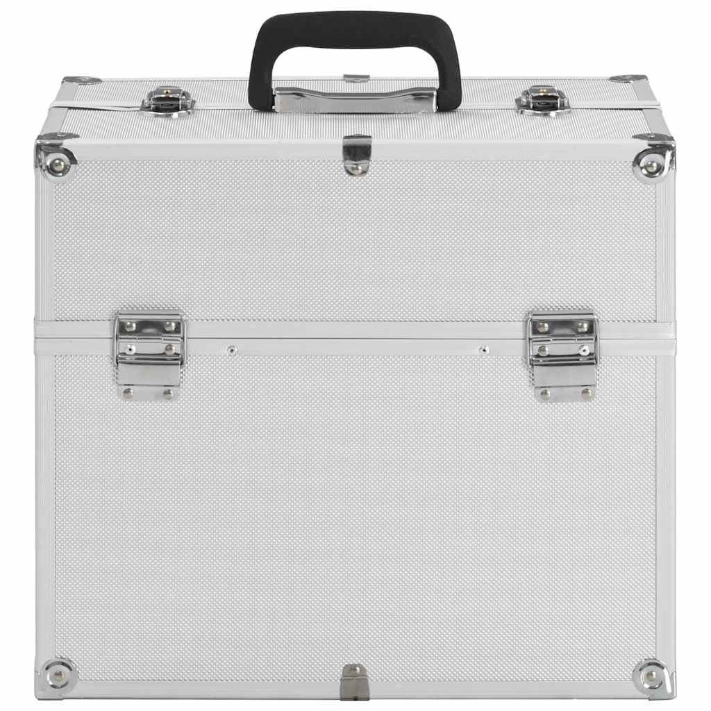vidaXL Make-up Case 38x23x34 cm Silver Aluminium 3