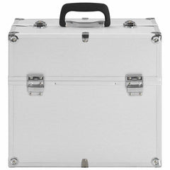 vidaXL Make-up Case 38x23x34 cm Silver Aluminium 3