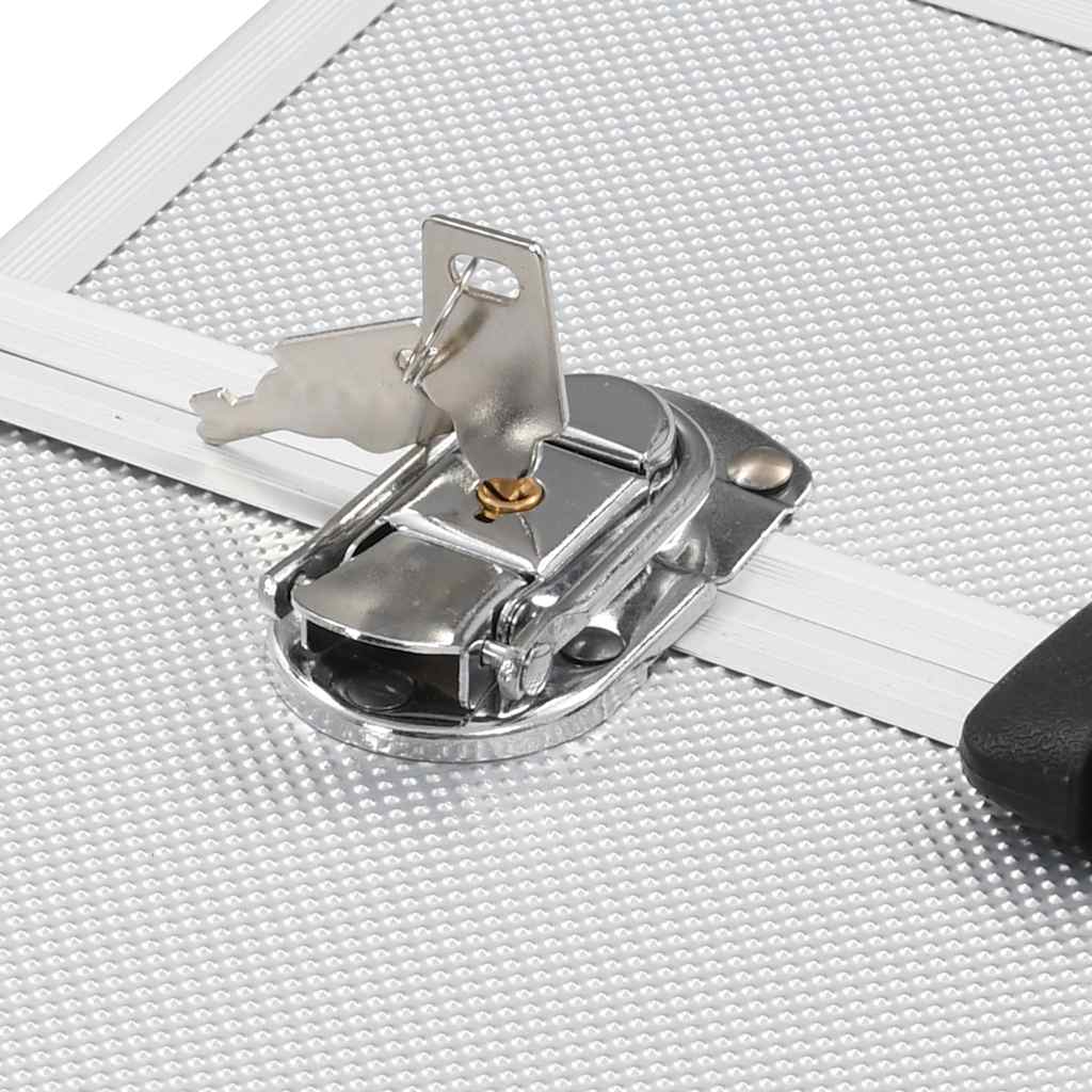 vidaXL Make-up Case 38x23x34 cm Silver Aluminium 6