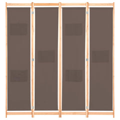 vidaXL 4-Panel Room Divider Brown 160x170x4 cm Fabric 2