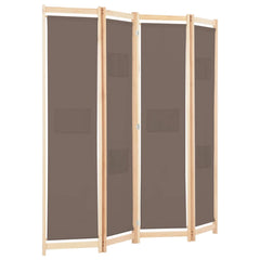 vidaXL 4-Panel Room Divider Brown 160x170x4 cm Fabric 3