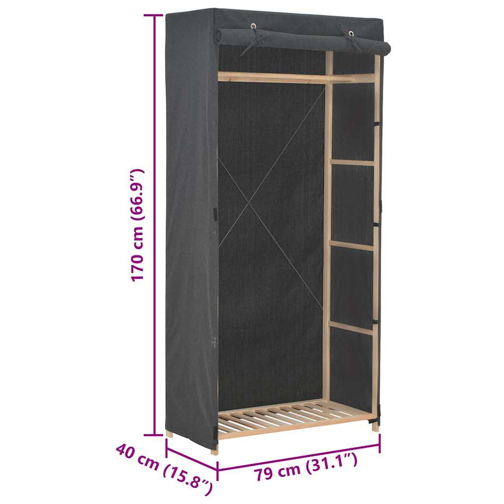 Wardrobe 79x40x170 cm Fabric Grey