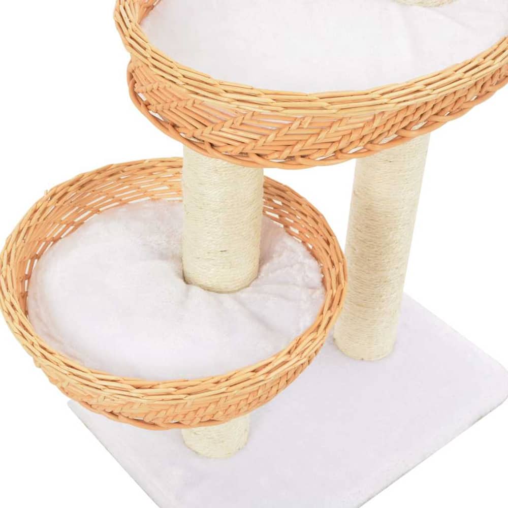 170727 vidaXL Cat Tree with Sisal Scratching Post Natural Willow Wood 4