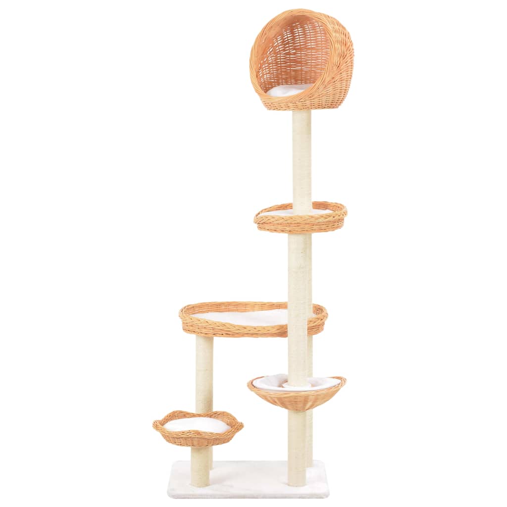 170729 vidaXL Cat Tree with Sisal Scratching Post Natural Willow Wood 2