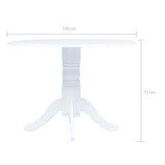 vidaXL Dining Table White 106 cm Solid Rubber Wood 5