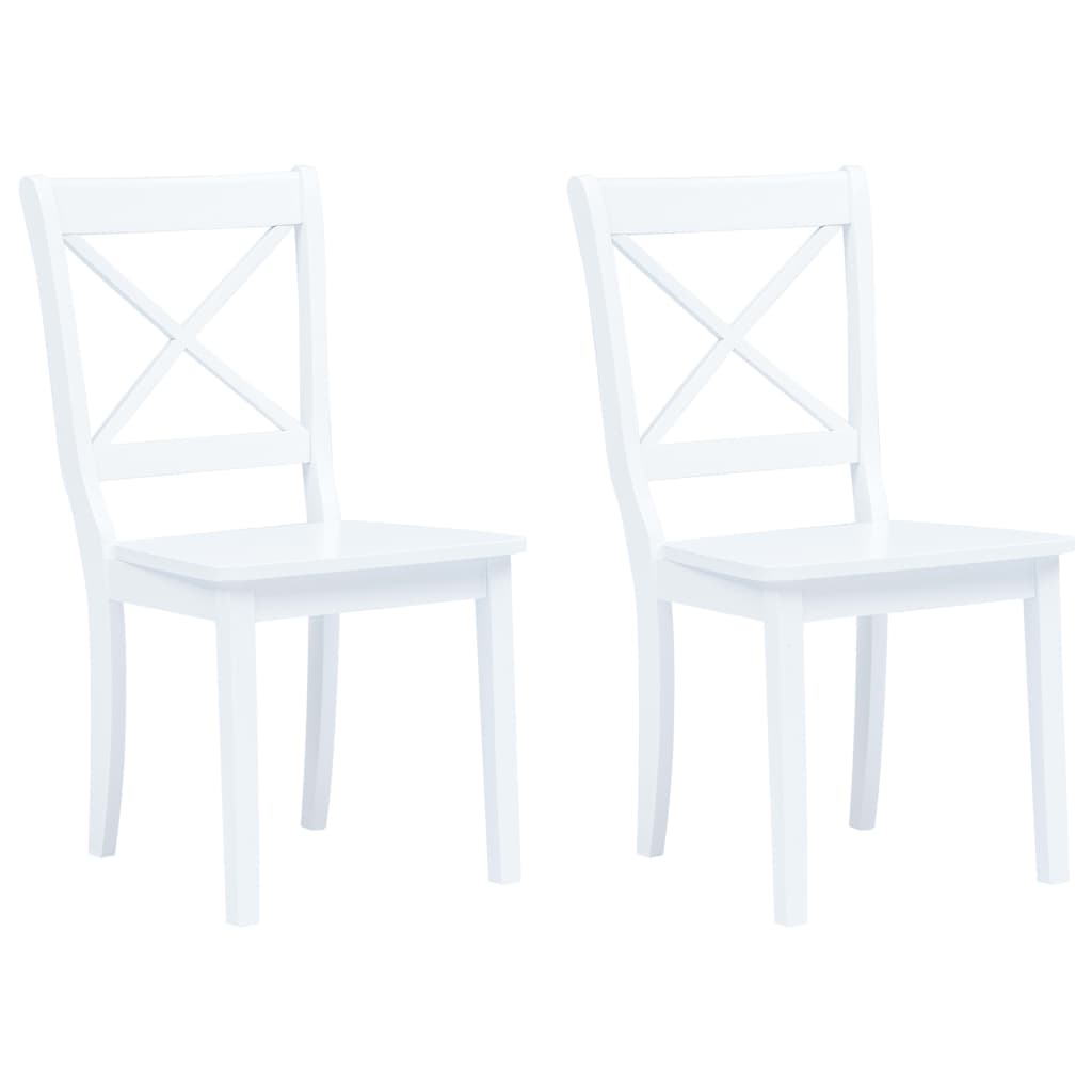 vidaXL Dining Chairs 2 pcs White Solid Rubber Wood 1