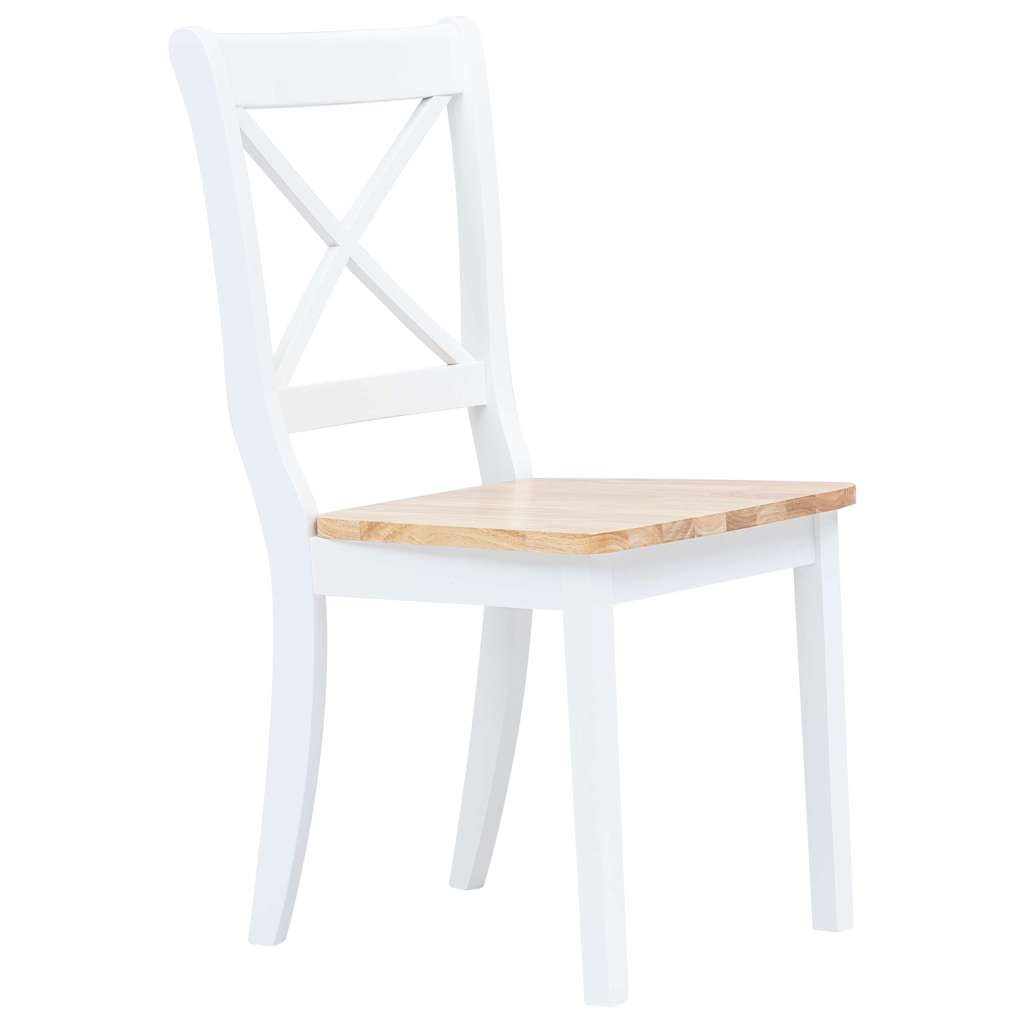Dining Chairs Solid Rubber Wood White and natural 2