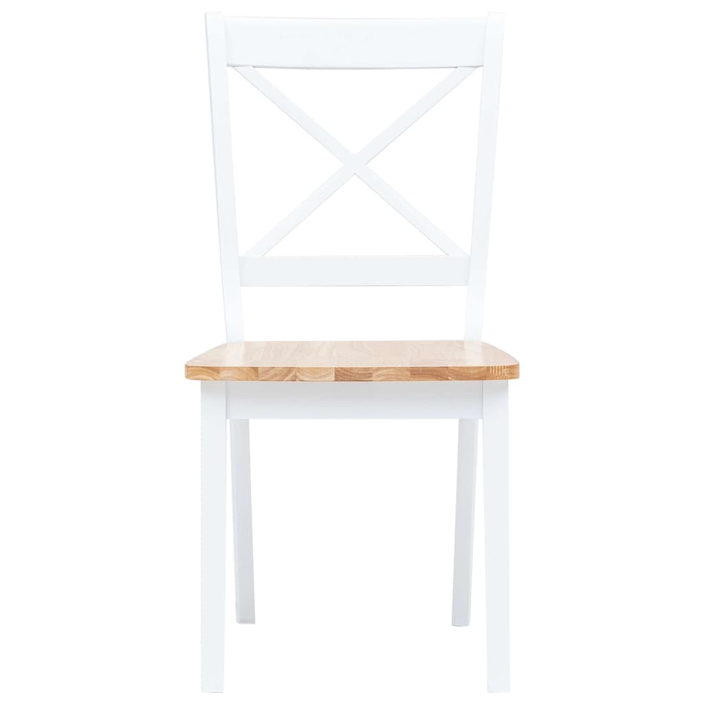 Dining Chairs Solid Rubber Wood White and natural 2