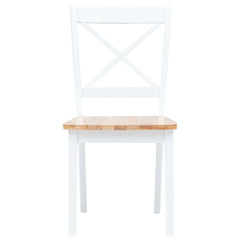 Dining Chairs Solid Rubber Wood White and natural 2