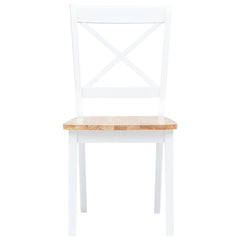 vidaXL Dining Chairs 4 pcs White and Light Wood Solid Rubber Wood 3
