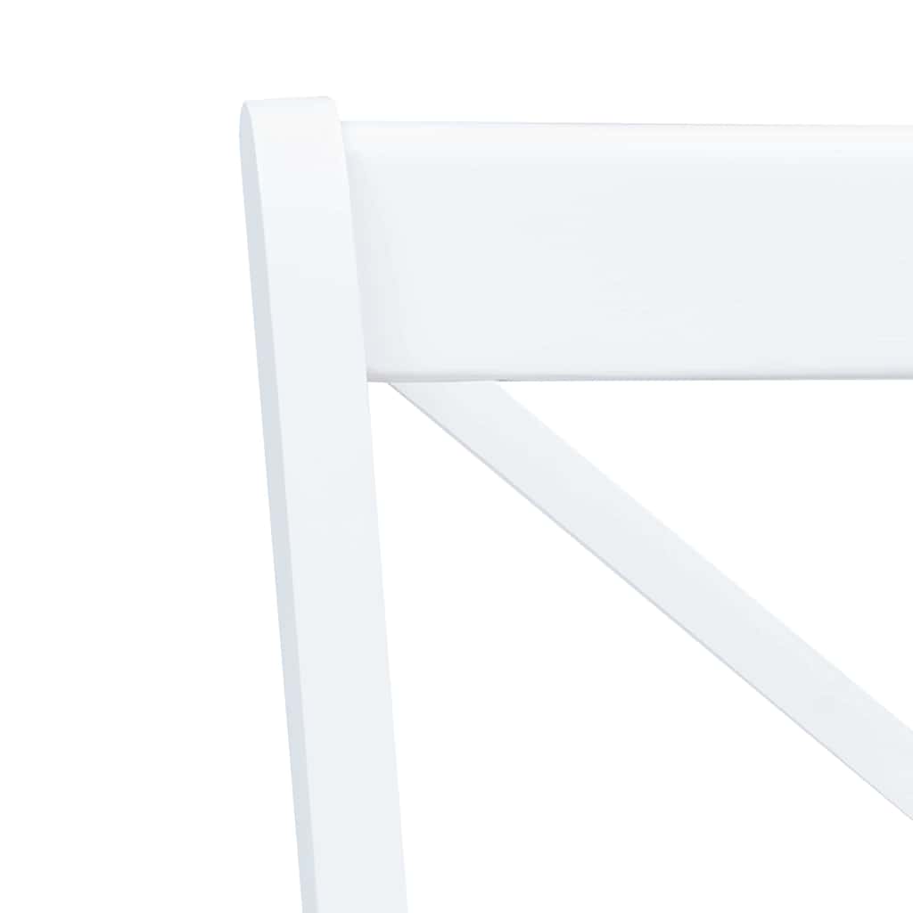 vidaXL Dining Chairs 4 pcs White and Light Wood Solid Rubber Wood 5