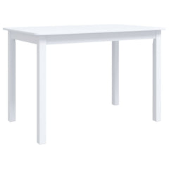 vidaXL Dining Table | White | Solid rubber wood frame, MDF top | Medium 2