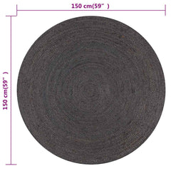 vidaXL Area Rug | Dark grey | Jute | 150 cm Diameter | Durable | Area Rug 6