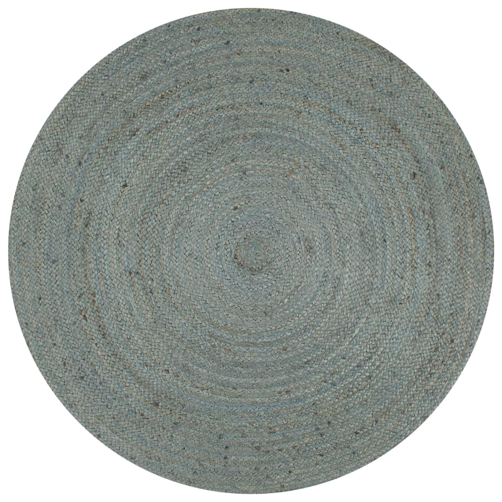 Handmade Rug Jute Round in Olive Green