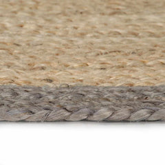 vidaXL Area Rug | Natural and grey | Braided jute | 150 cm diameter | Durable 3