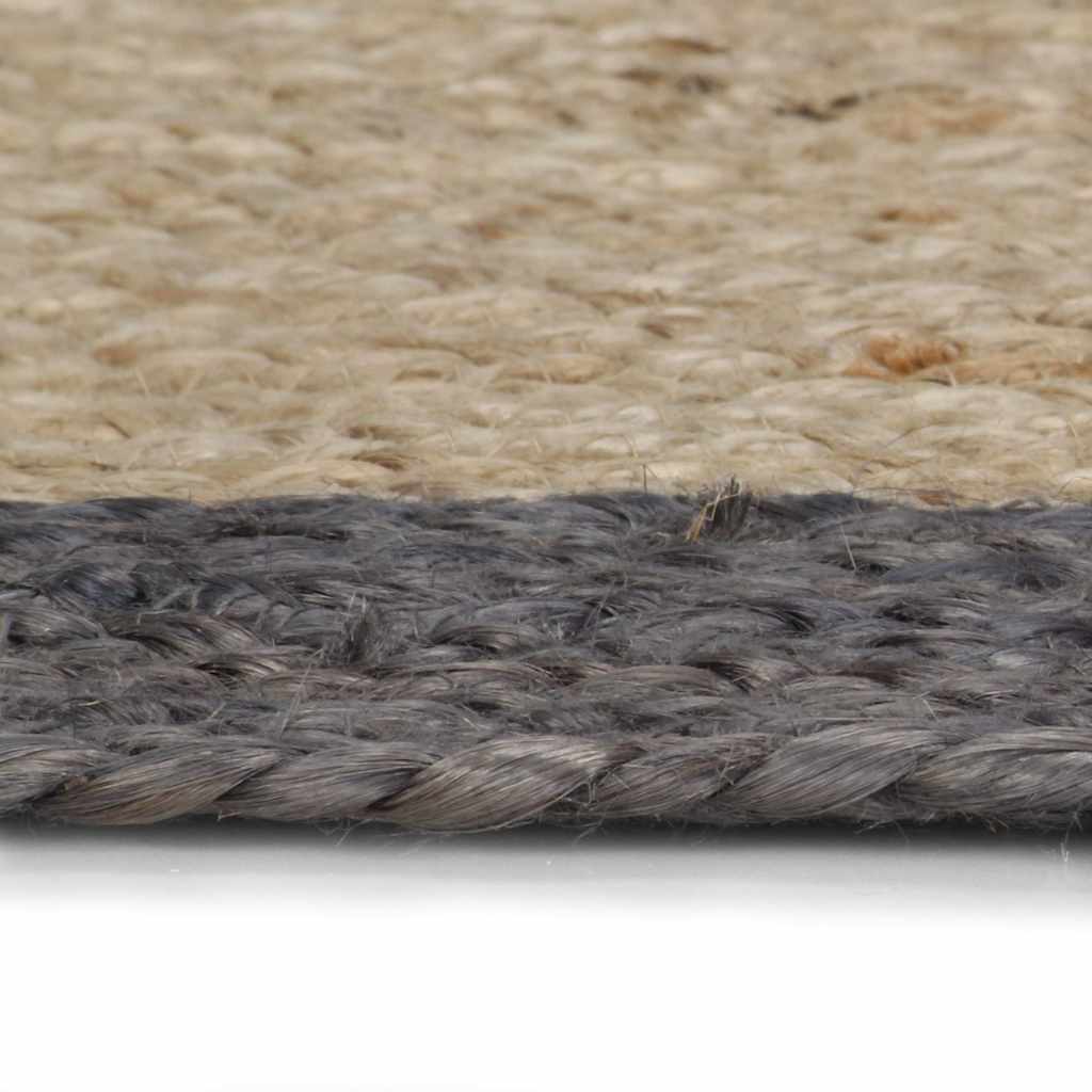 Handmade Rug Jute with Border Dark Grey 120 cm