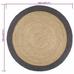 Handmade Rug Jute with Border Dark Grey 120 cm
