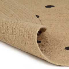 vidaXL Area Rug | Natural and black polka dot | Jute | 120 cm diameter | Durable 2