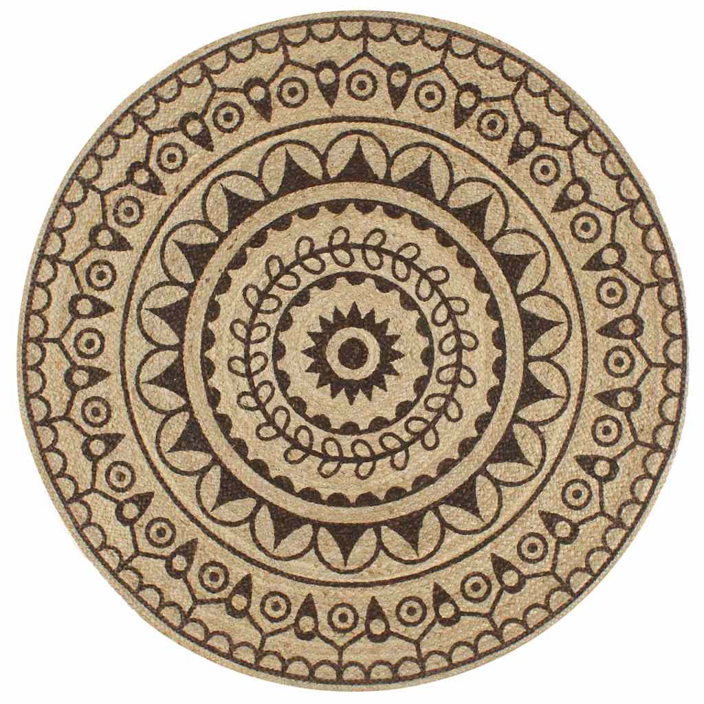 vidaXL Area Rug | Natural and dark brown | Jute | 150 cm | Durable | Area Rug 1