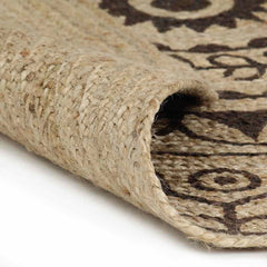 vidaXL Area Rug | Natural and dark brown | Jute | 150 cm | Durable | Area Rug 2