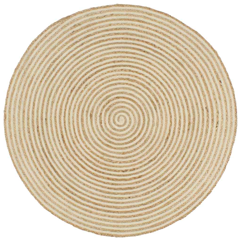 vidaXL Area Rug | Natural and white | 50% jute, 50% cotton | 120 cm diameter 1