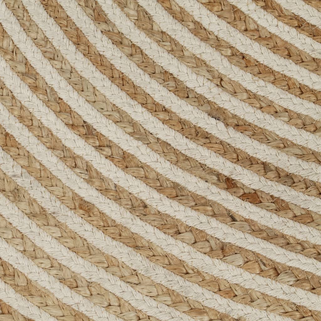 vidaXL Area Rug | Natural and white | 50% jute, 50% cotton | 120 cm diameter 5