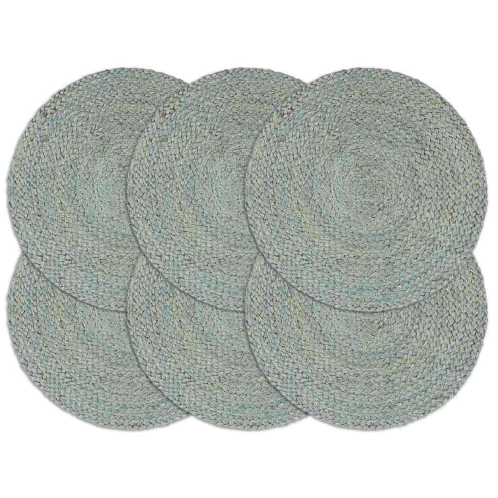 vidaXL Placemats 6 pcs Plain Olive Green 38 cm Round Jute 1