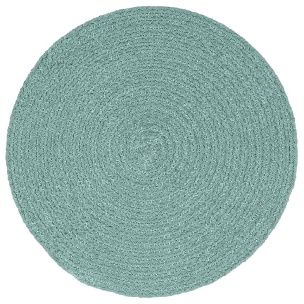vidaXL Placemat | Set of 6 | Plain Green | 100% Cotton | 38 cm Diameter 2