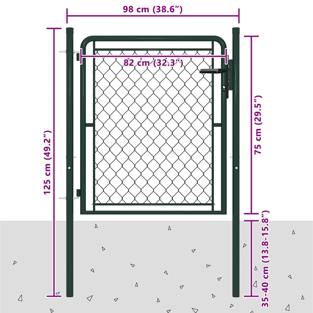 Garden Gate Steel Green 100 cm 75 cm