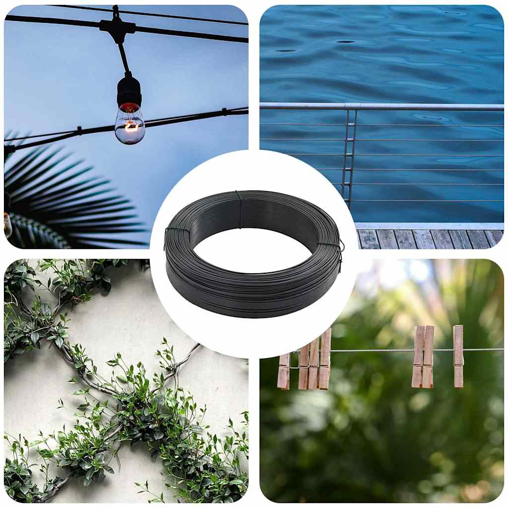 144477 vidaXL Fence Binding Wire 250 m 1,4/2 mm Steel Anthracite 1